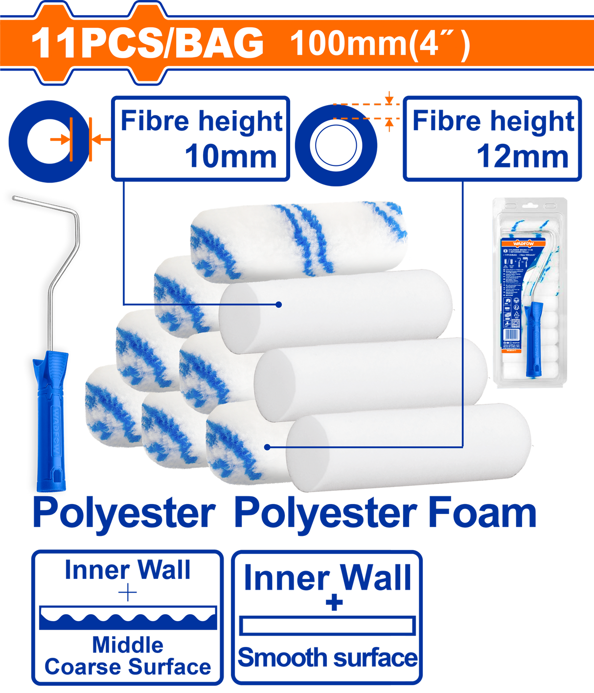 Set trafalet cu 10 rezerve Wadfow, dimensiune 100mm, pentru perete interior