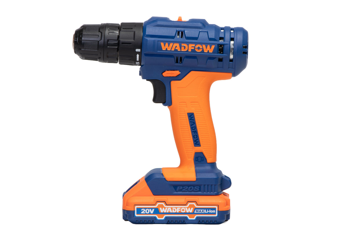 Masina de gaurit si insurubat cu acumulator (bormasina) Wadfow, 20V, 1.5AH, LI-Ion, 1500Rpm, 35Nm, include un incarcator si 2 baterii