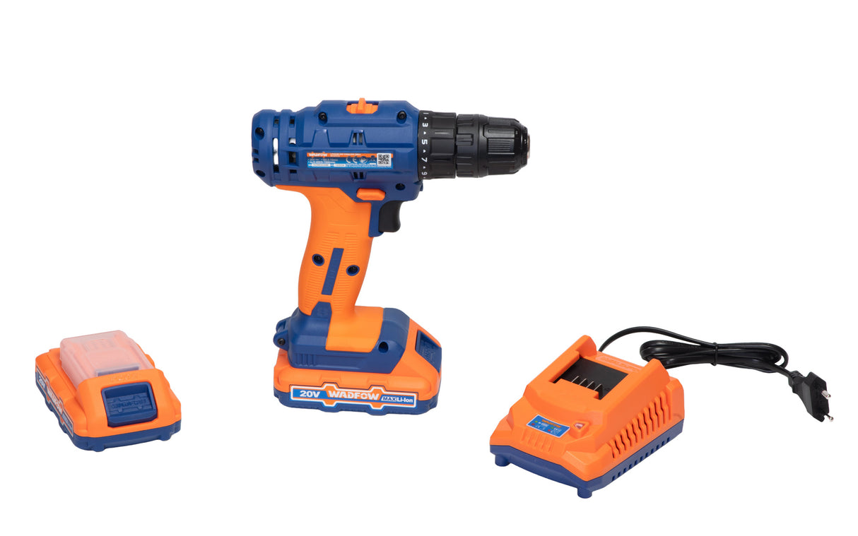Masina de gaurit si insurubat cu acumulator (bormasina) Wadfow, 20V, 1.5AH, LI-Ion, 1500Rpm, 35Nm, include un incarcator si 2 baterii