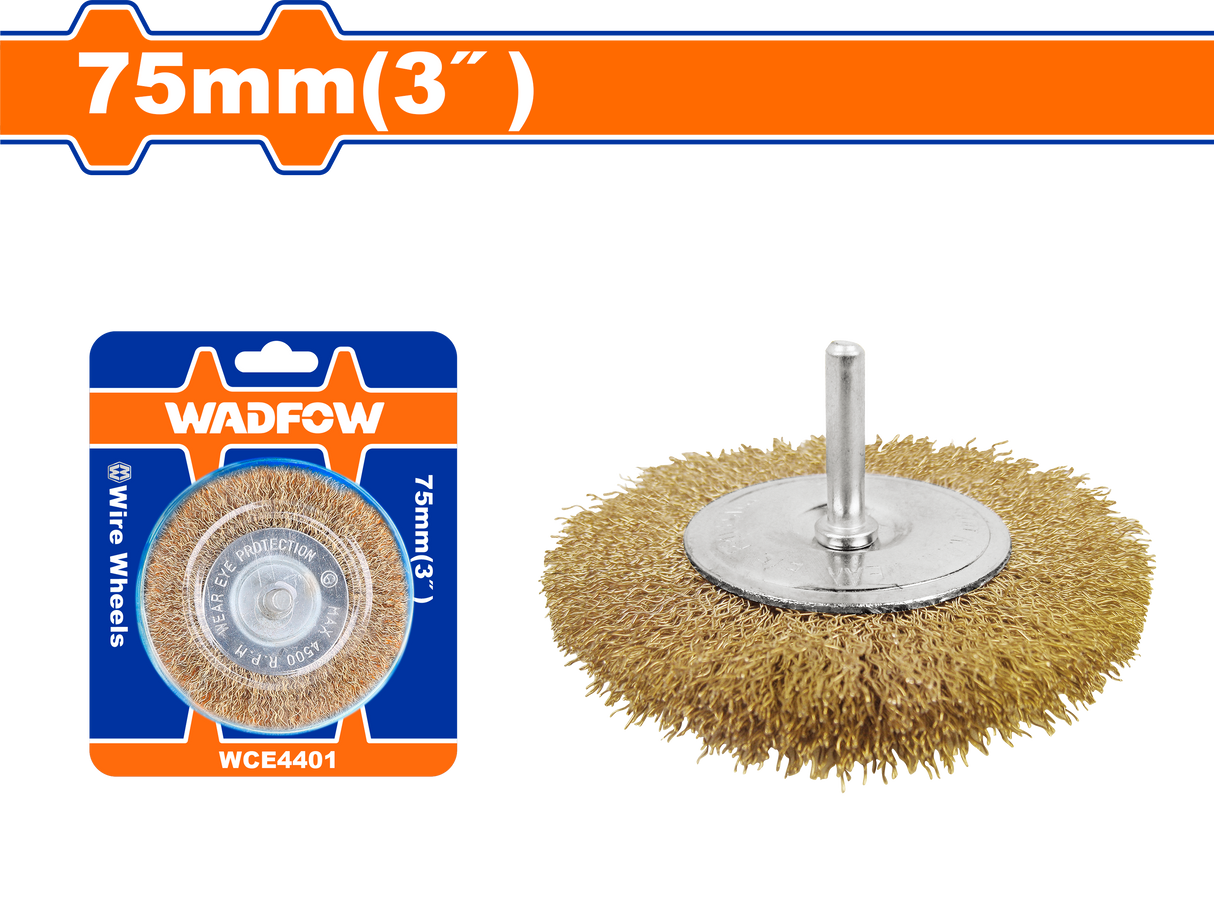 Perie de sarma disc Wadfow, 4500rpm, diametru 75mm