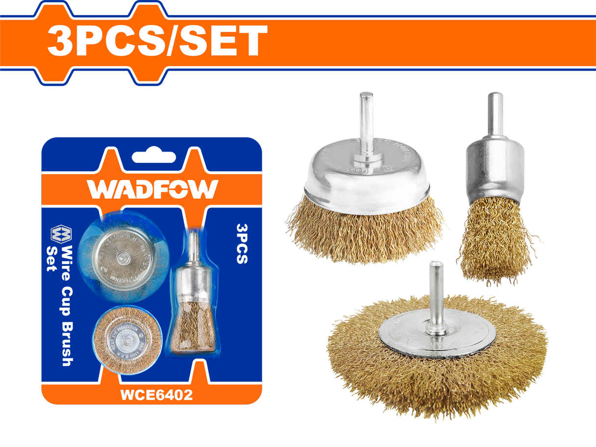 Set 3 buc perie sarma pentru lemn, otel Wadfow, dimensiuni 1”, 2”