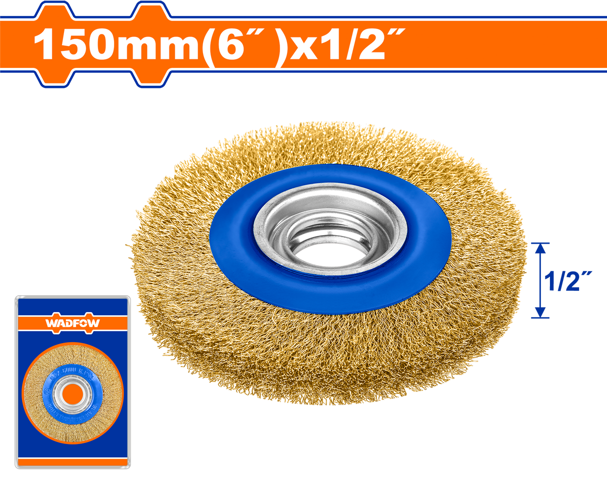 Perie de sarma pentru lemn, otel Wadfow, diametru 6”/150mm