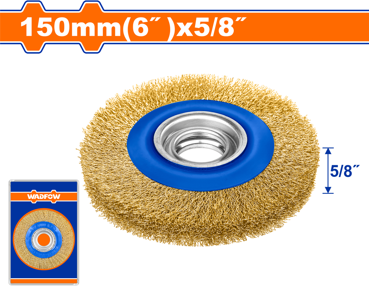 Perie de sarma pentru lemn, otel Wadfow, diametru 6”/150mm