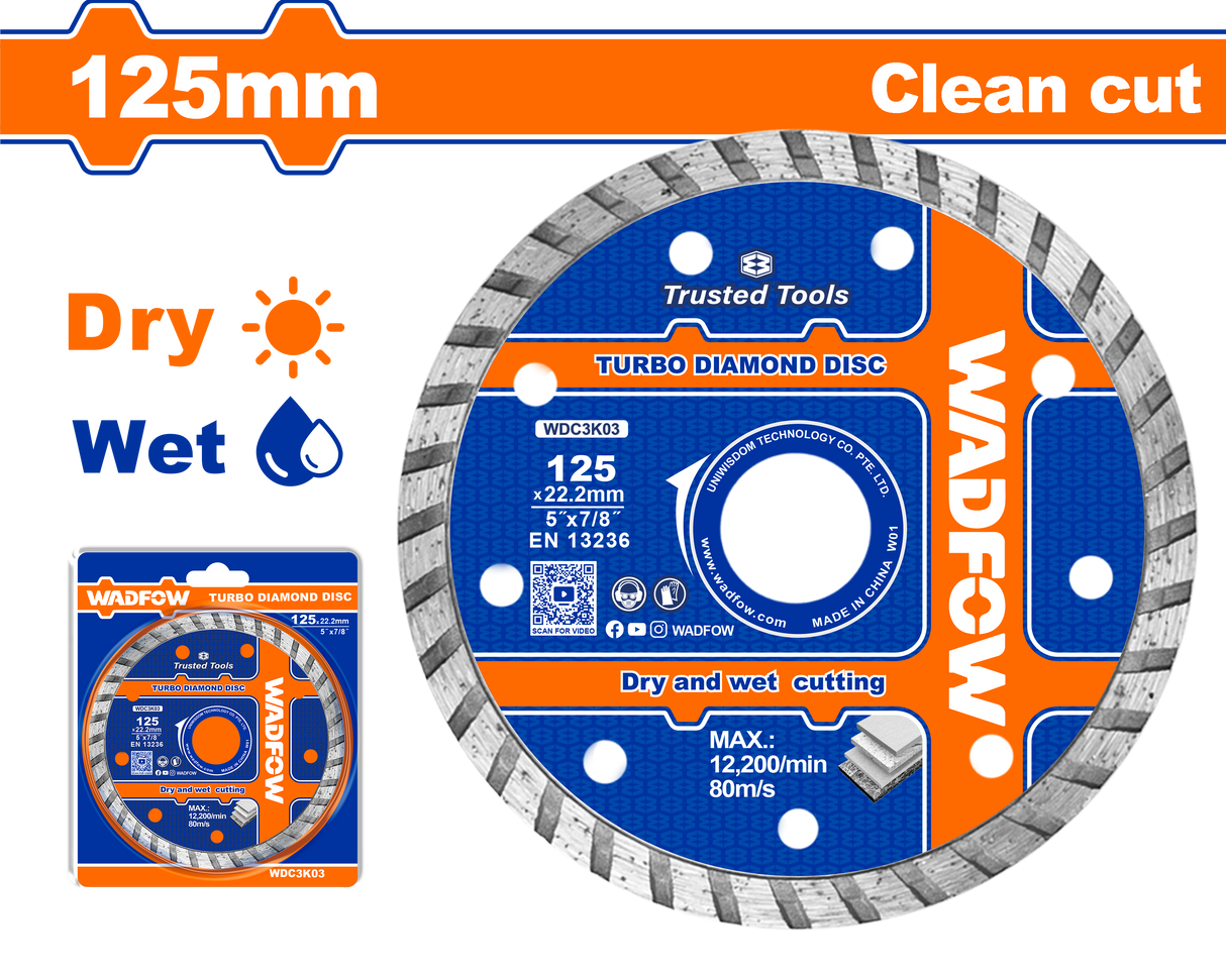 Disc debitare beton Wadfow, dimensiune 125x22.2mm