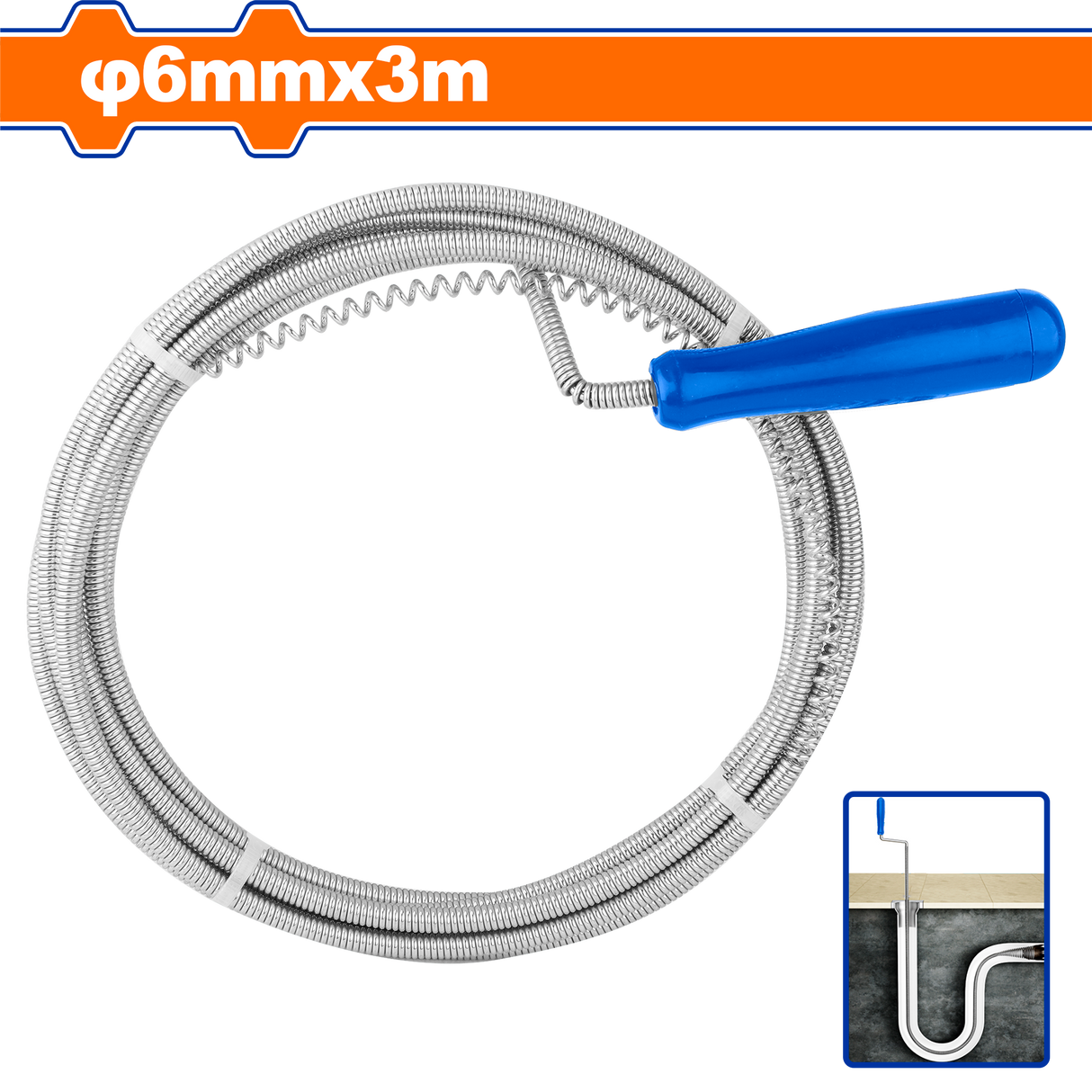 Sarpe desfundare si curatare tevi Wadfow, lungime 3m, diametru 6mm