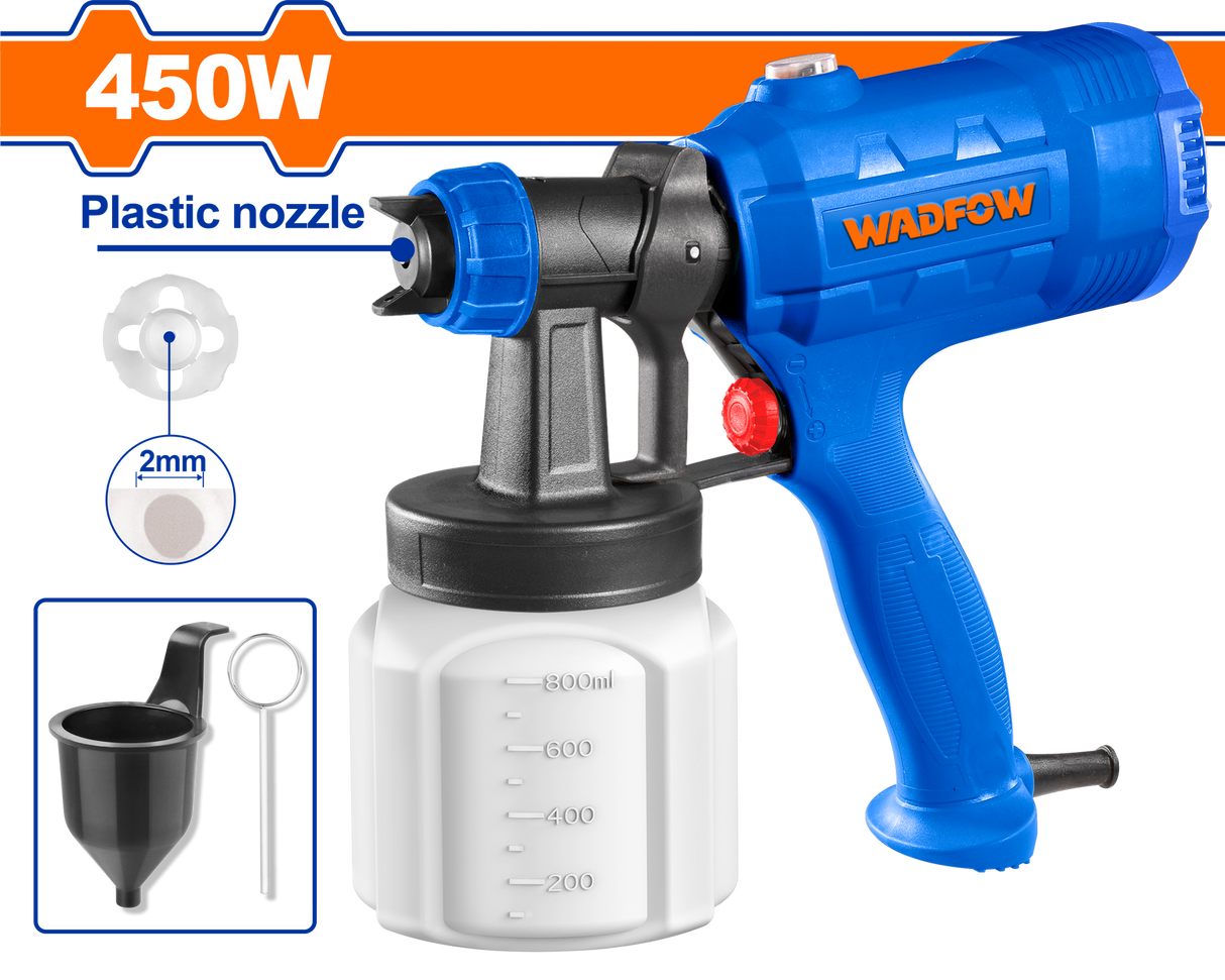 Pistol de vopsit electric WADFOW, 450 W, rezervor 800 ml, debit vopsea 350 ml/min