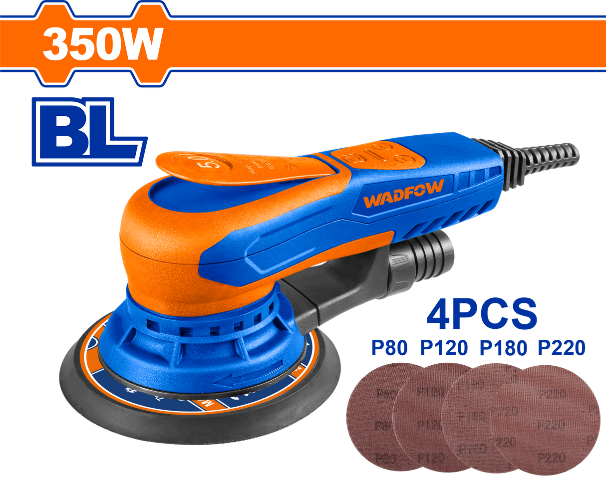 Masina de slefuit Wadfow pentru lemn si metal, 350W, 240V, 10000rpm, diametru suport slefuit 150mm, include 4 buc hartie abraziva