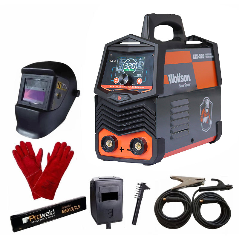 Aparat de sudura cu electrod Wolfson ATX-320 cu Inverter 2 in 1 MMA si LIFT-TIG, 140Ah