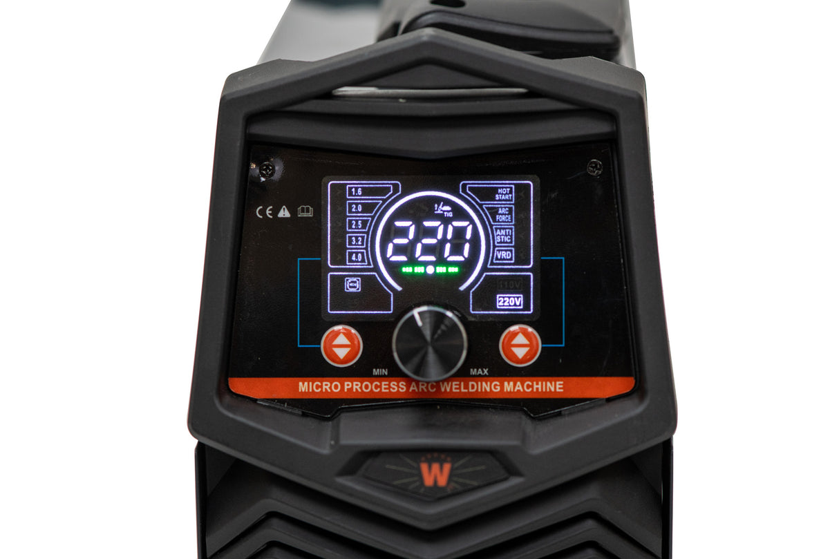 Aparat de sudura cu electrod WOLFSON ATX-320 cu Inverter 2 in 1 MMA si LIFT-TIG, 140Ah + masca automata + manusi + electrozi