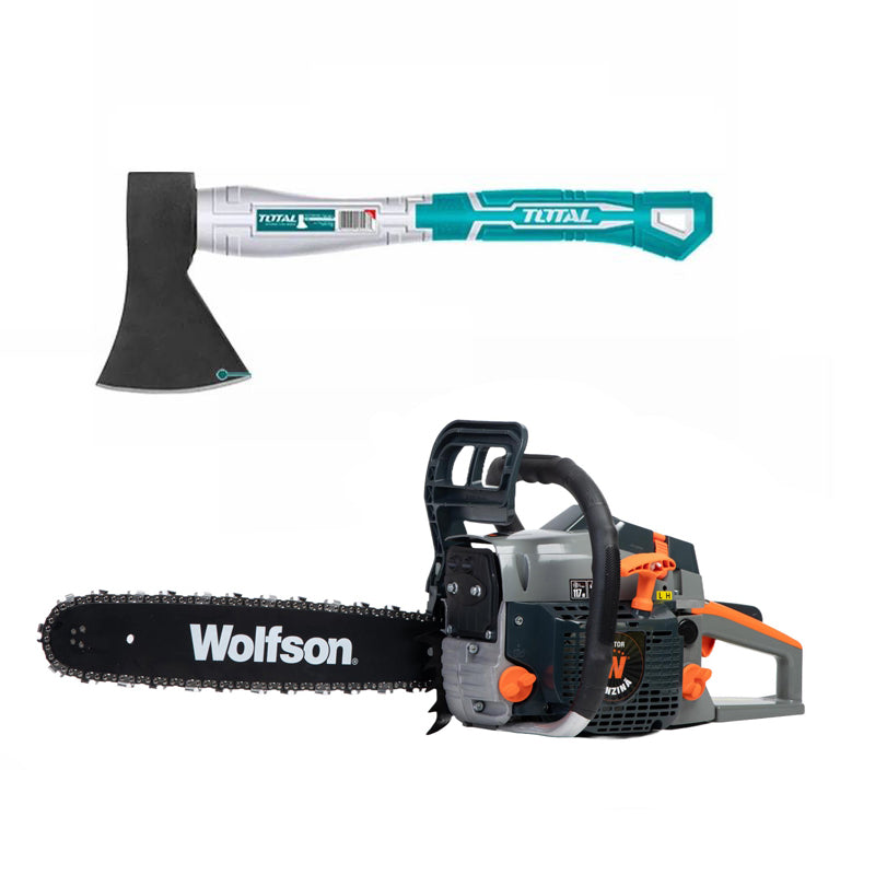 Drujba pe benzina WOLFSON STX-580, 2.6CP, 52CC, 2 lame + 2 lanturi + toporisca fibra Wolfson