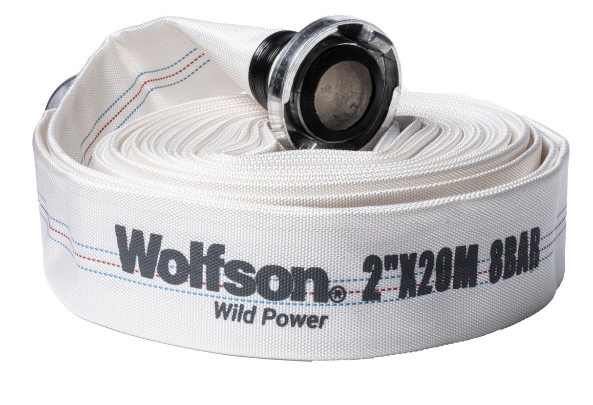 Furtun Wolfson PVC panzat tip pompieri, 2", 20m, Ø 50mm, cu mufe cuplare