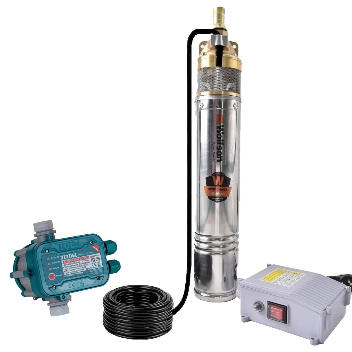 Pompa submersibila apa curata WOLFSON 4SKM-150 PRO - 1100W, 3300 l/h Presostat