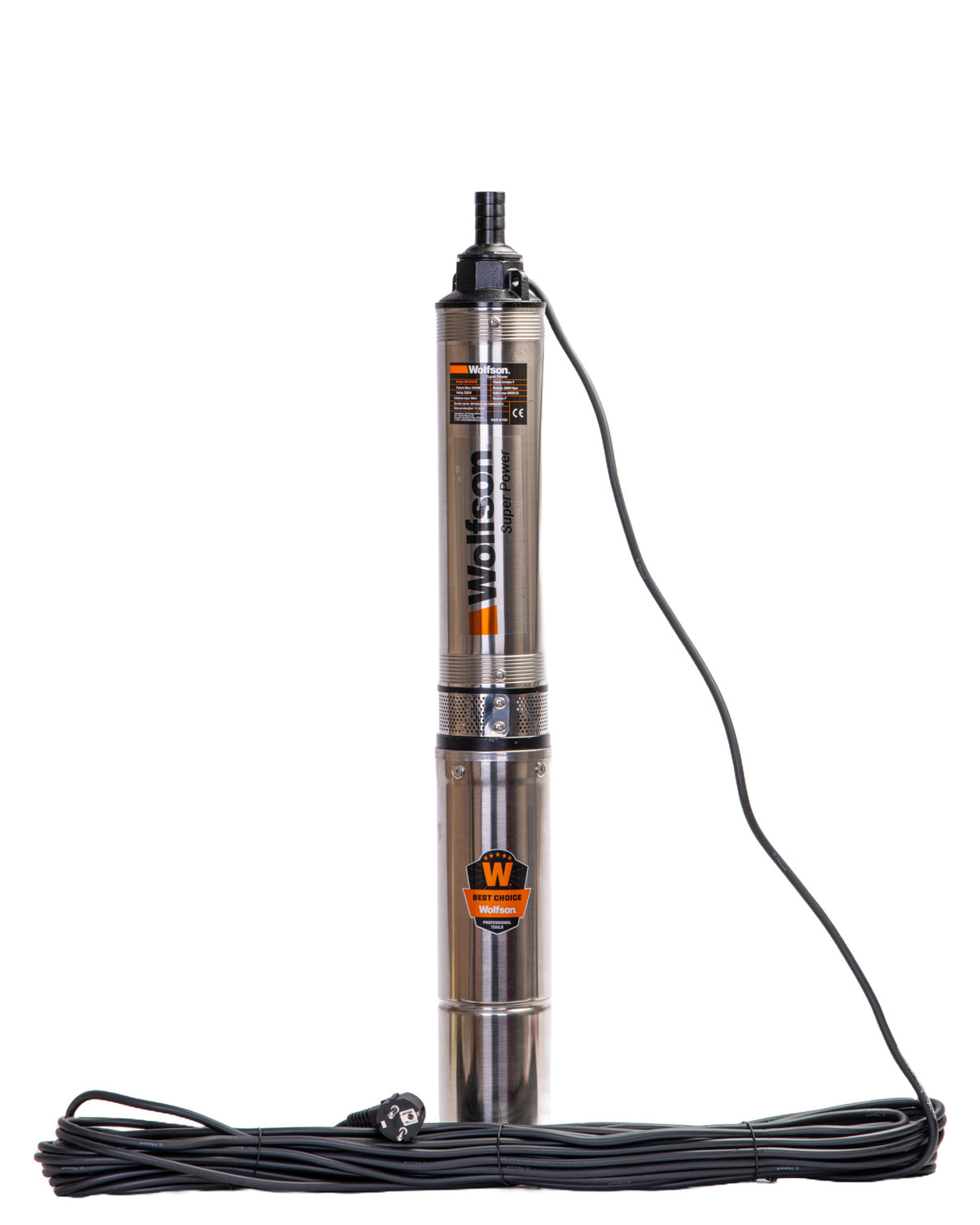 Pompa submersibila apa curata 1100W, WOLFSON® PM-1500-8, 8 turbine, cablu 25m, 6600L/h, inaltime max pompare 58m, diametru 100mm, motor capsulat