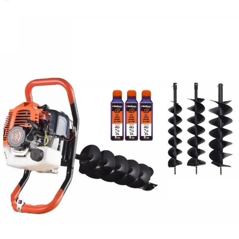 Motoburghiu de pamant WOLFSON® STB-520, 1470W, 3 burghie incluse (100, 150 si 200mm) + 3 ulei rosu, 0.1L