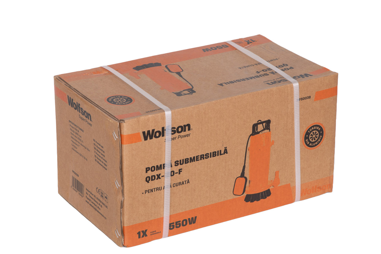 Pompa submersibila apa curata cu plutitor Wolfson QDX-20-F, 550W, 3000 l/h, 1", adancime de absorbtie 8m