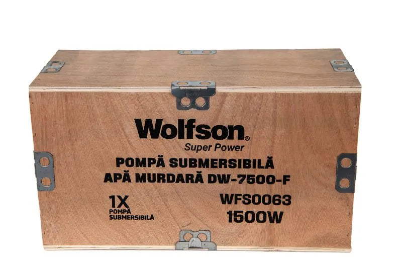 Pompa submersibila apa murdara Wolfson DW-7500-F, 1500W, debit maxim 10000 l/h + furtun 20m + cuple