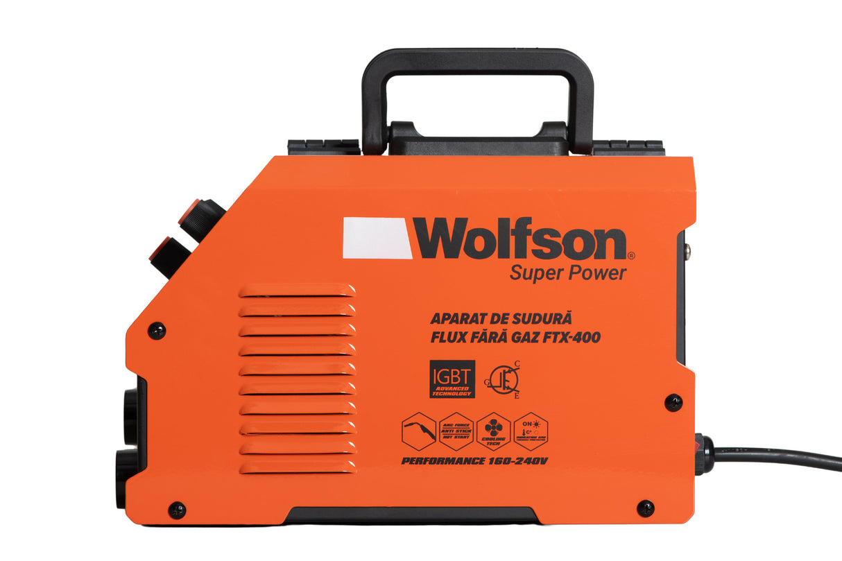 Aparat de sudura Wolfson FTX-400, flux fara gaz MIG, MMA