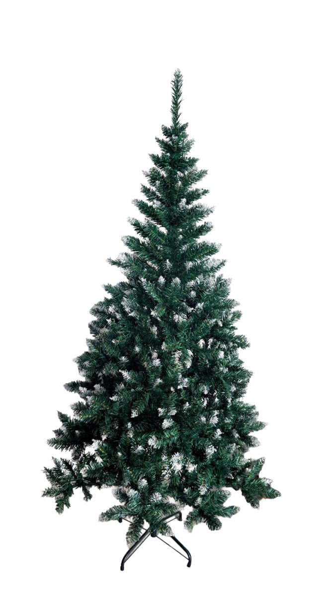 WOLFSON - BRAD ARTIFICIAL DE CRACIUN, SILVA, CU VARFURI NINSE, ALB+VERDE, 180CM, SUPORT METALIC