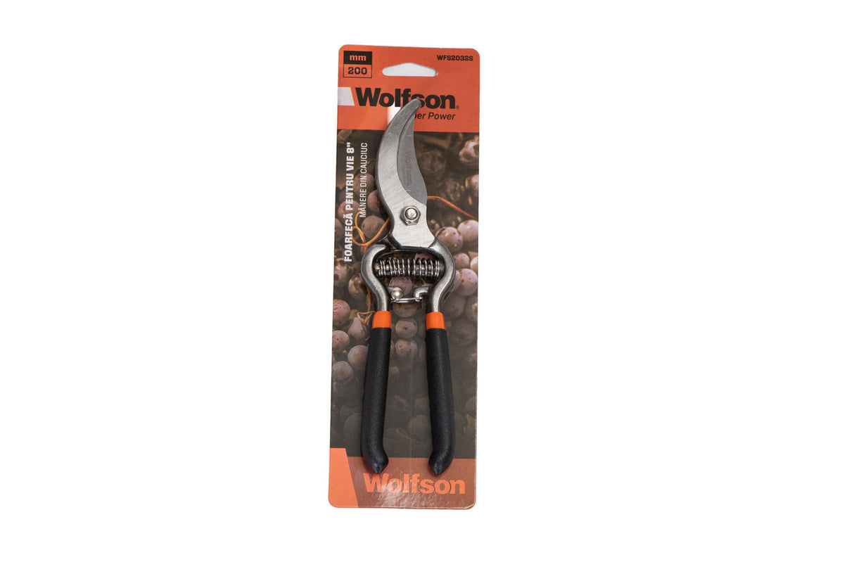 Foarfeca de vie Wolfson 8" cu manere din cauciuc