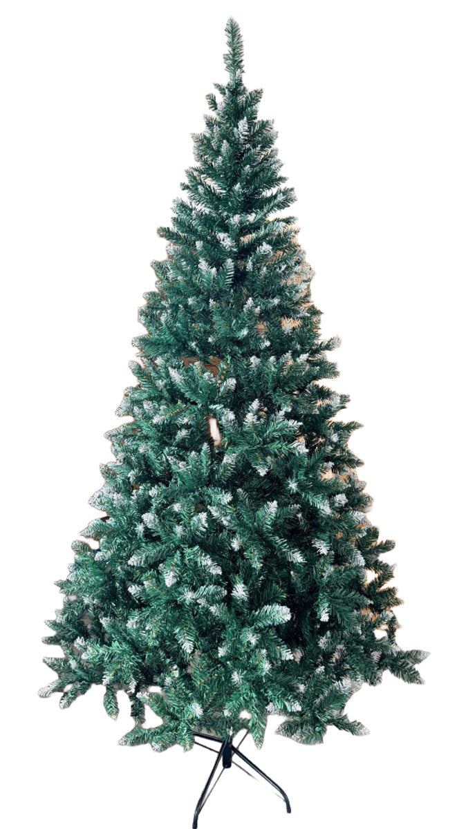 WOLFSON - BRAD ARTIFICIAL DE CRACIUN, SILVA, CU VARFURI NINSE, ALB+VERDE, 225CM, SUPORT METALIC
