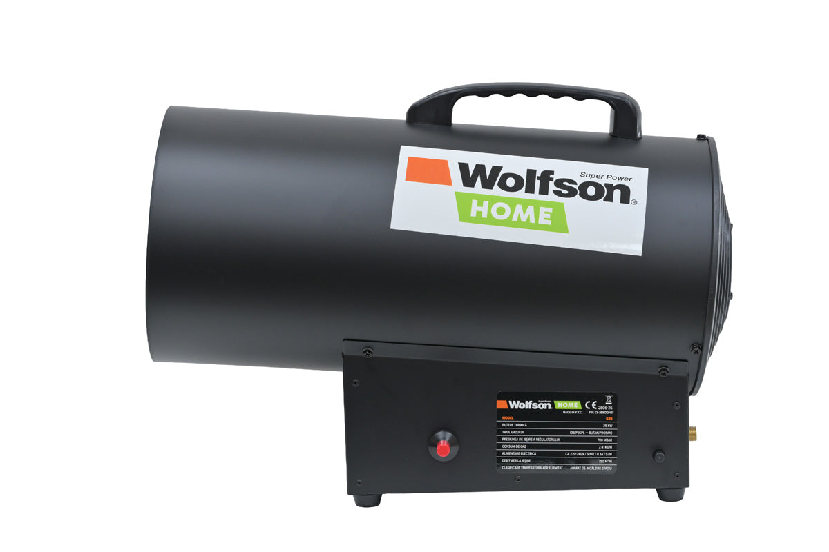 Tun de caldura pe gaz WOLFSON G35, 30kW, GPL/propan, aprindere piezoelectrica, regulator si furtun incluse