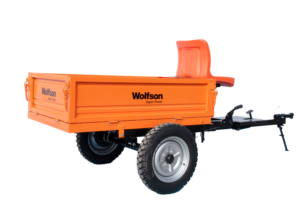 Remorca motocultor Wolfson, capacitate 500Kg, cuva basculabila 125x80x30 cm