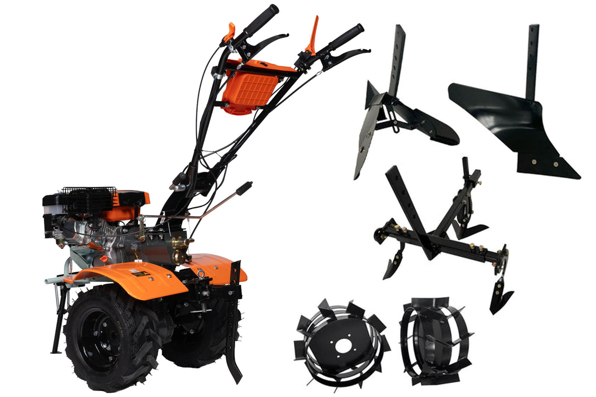 Motocultor Wolfson Imperio 8001, 8 CP, cu far si accesorii : plug, rarita, roti de transport 6.5X8, roti metalice, prasitoare