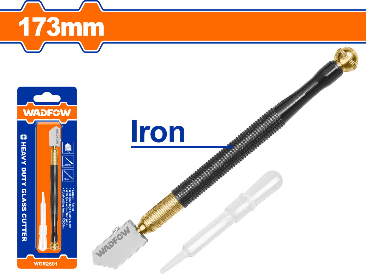 Diamant cu ulei pentru taiat sticla Wadfow, 173mm, corp fier, include pipeta