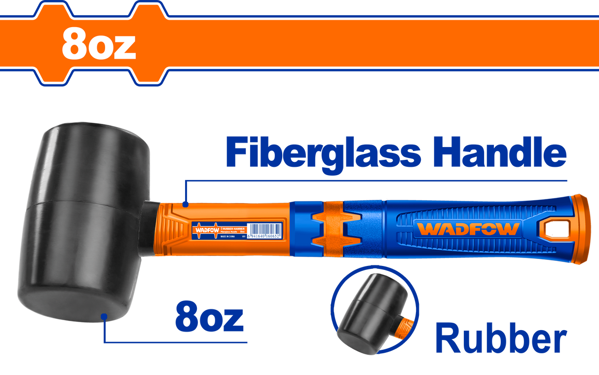 Ciocan de cauciuc Wadfow, maner fibra de sticla, 220g