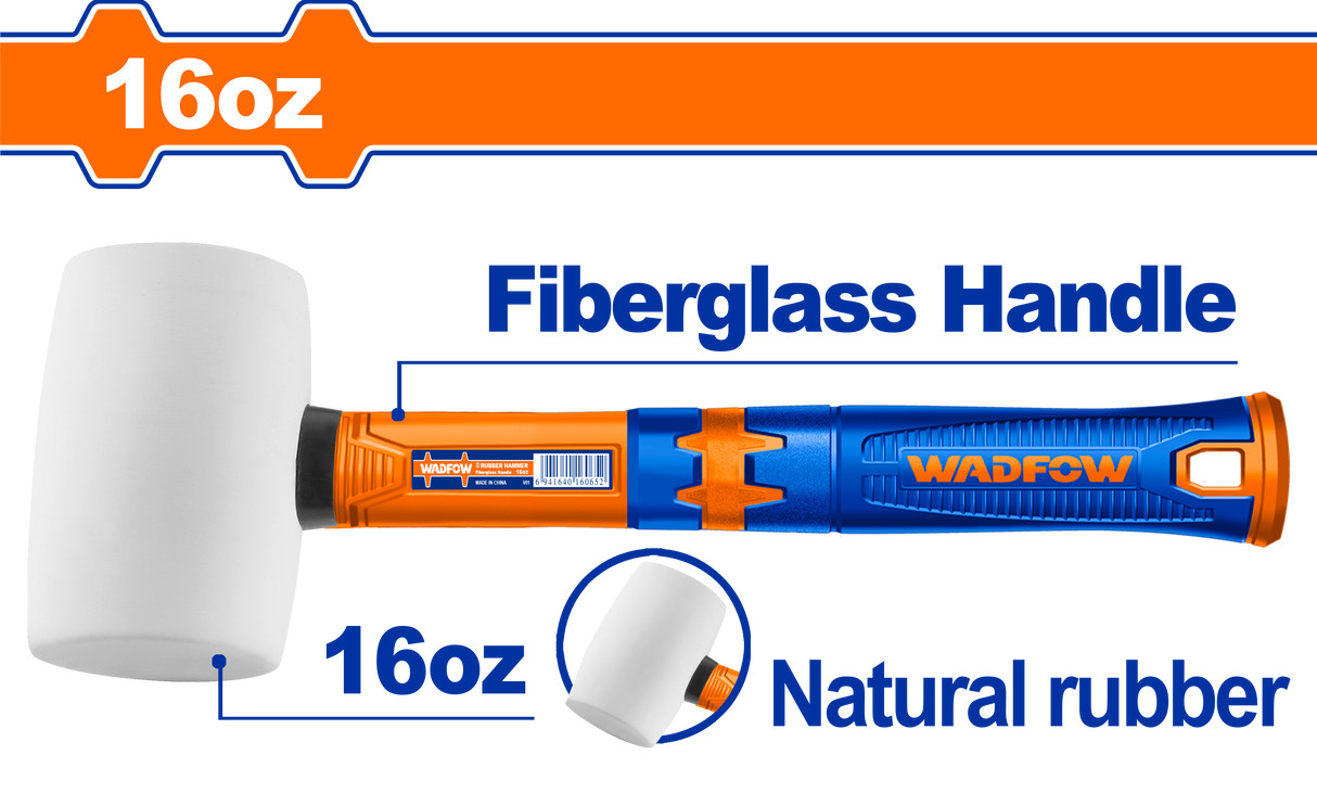 Ciocan de cauciuc Wadfow, maner fibra de sticla, 450g
