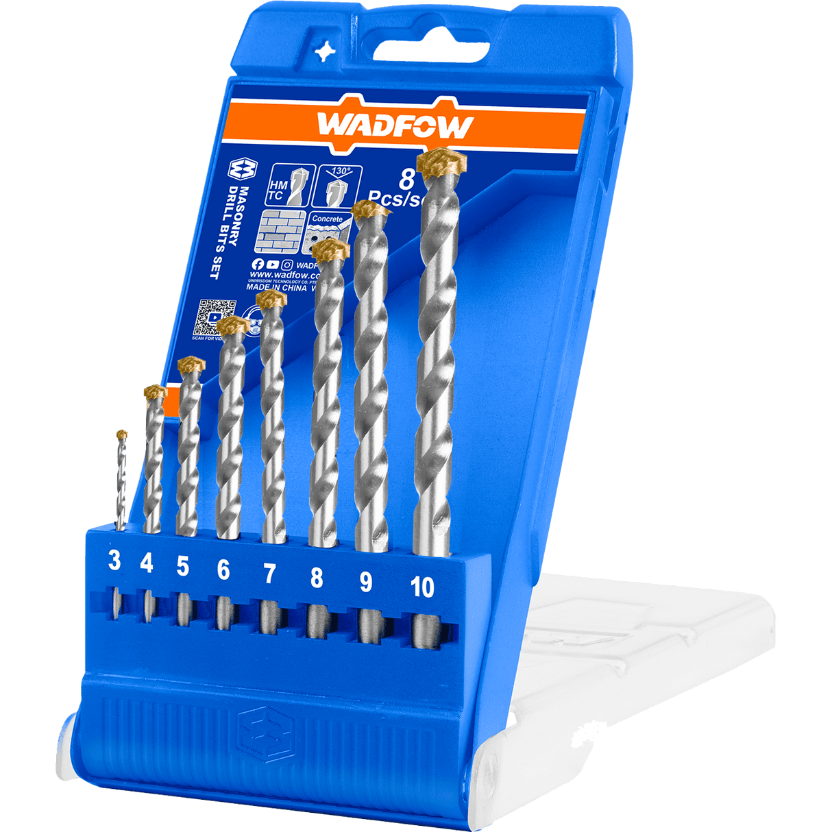 Set 8 burghie pentru beton Wadfow, diametru 3-10mm