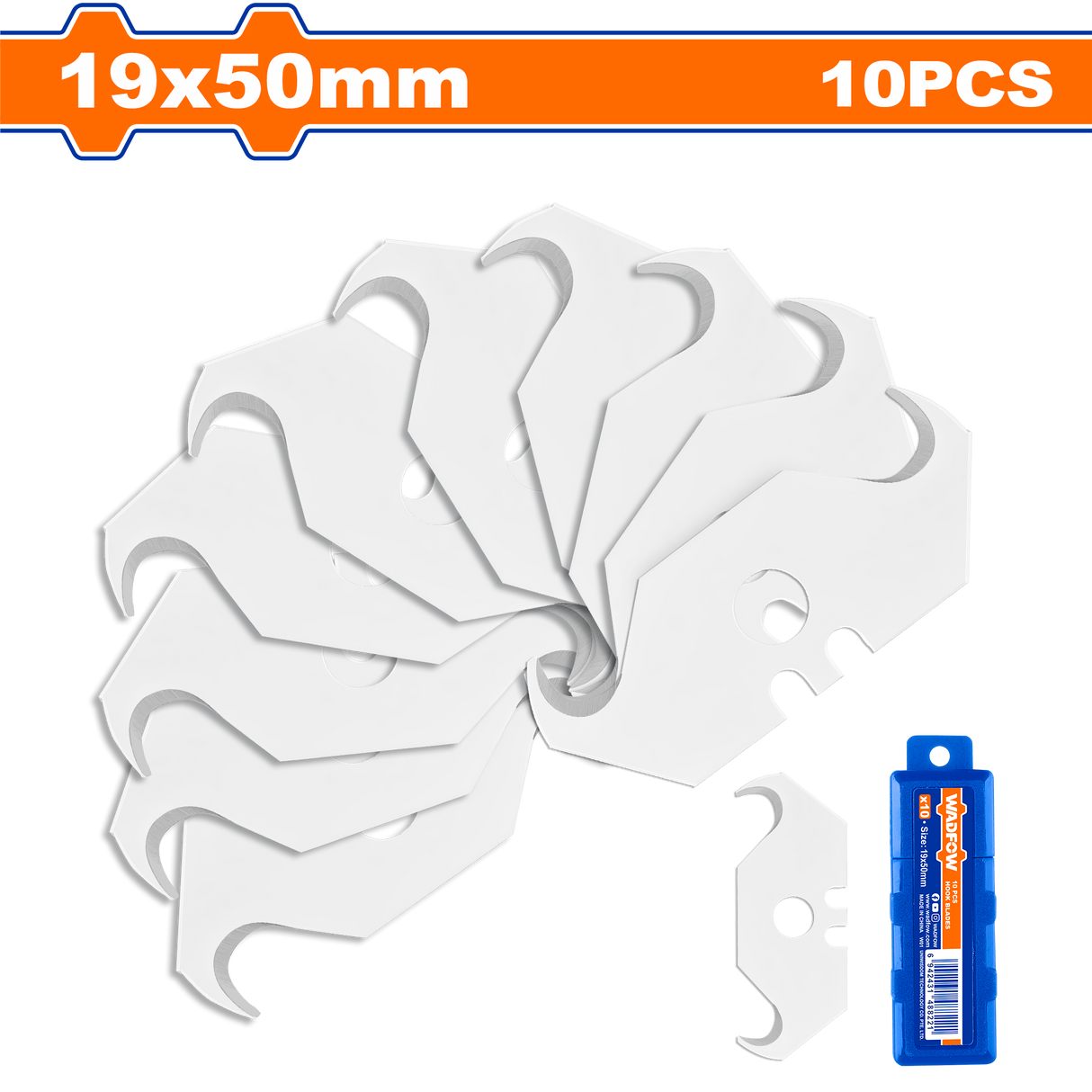 Set 10 lame cutter carlig Wadfow, otel, tip carlig, 50x19mm