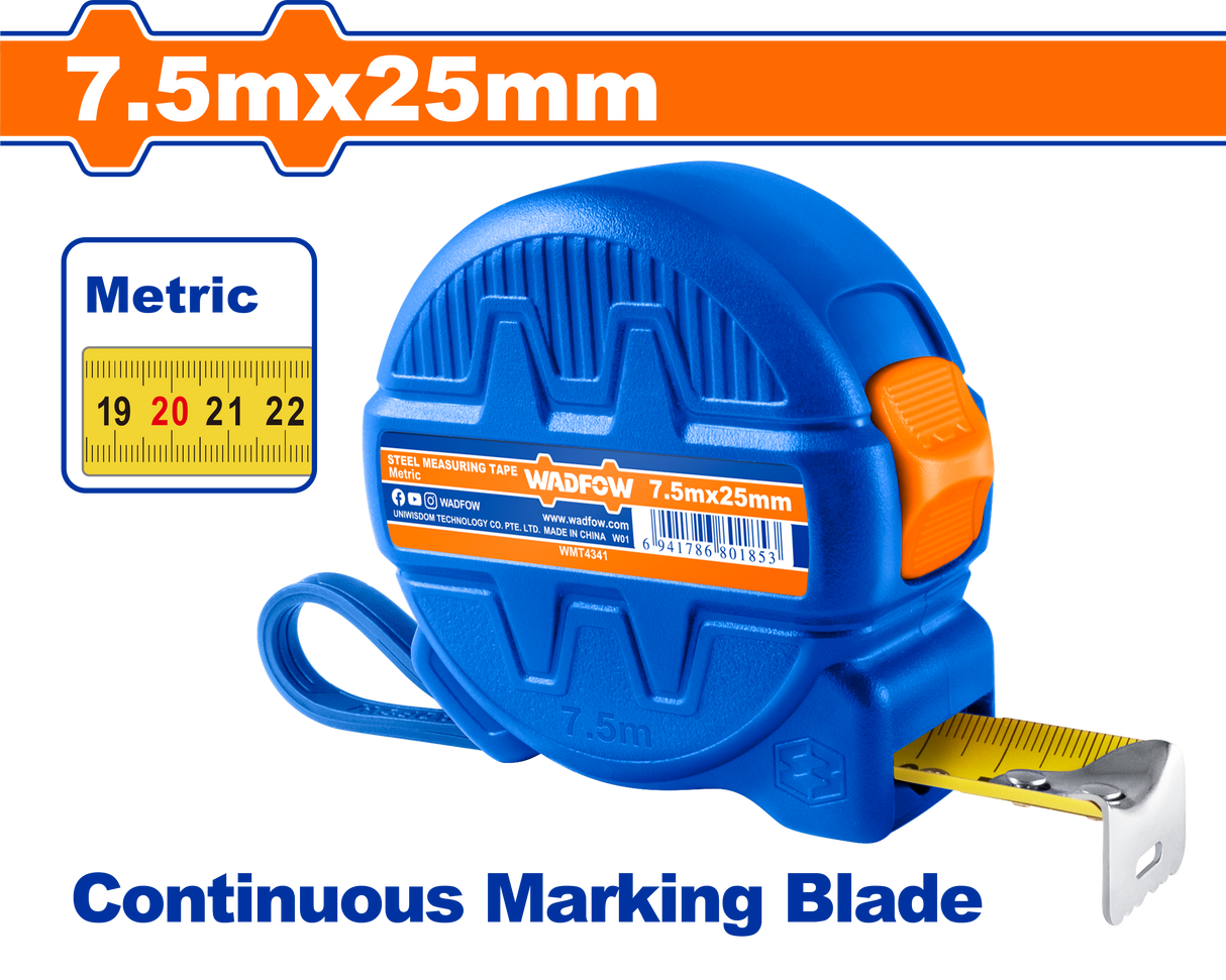 Ruleta Wadfow, lungime 7.5m, latime 25mm