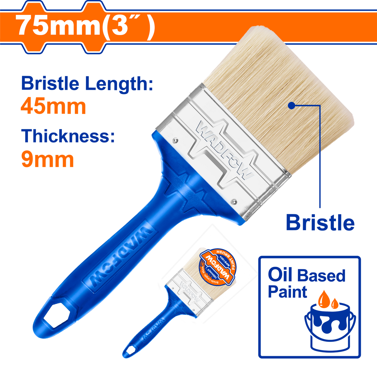 Pensula pentru vopsea pe baza de ulei Wadfow, latime 75mm