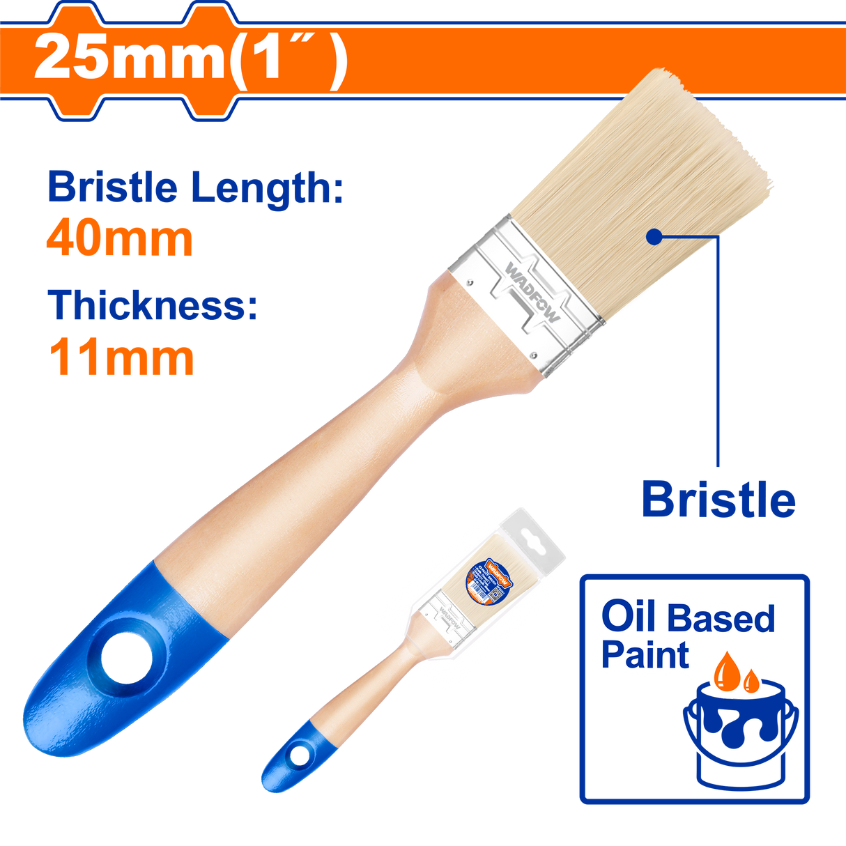 Pensula pentru vopsea pe baza de ulei Wadfow, latime 25mm