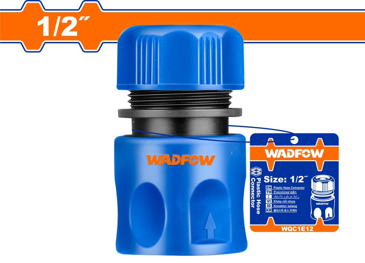 Conector rapid pentru furtun Wadfow, 1/2", ABS, functie de oprire a apei