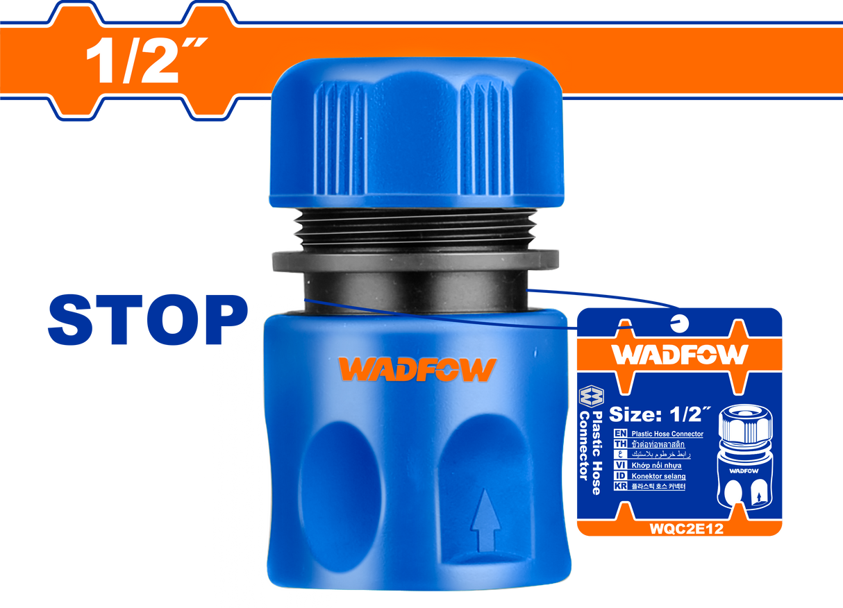 Conector rapid pentru furtun Wadfow, 1/2", ABS, functie de oprire a apei