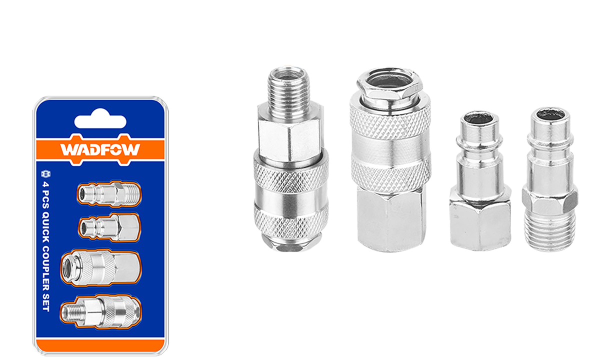 Set conectori aer WADFOW, 2 tata + 2 mama, 1/4" (4 bucati)