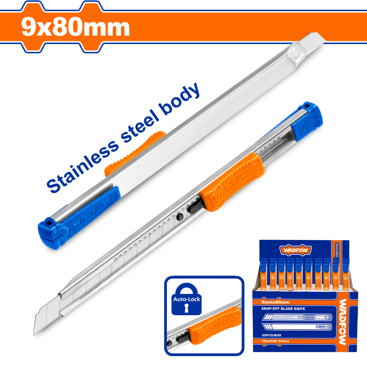 Cutter Wadfow, blocare automata, dimensiuni lama 9x80mm