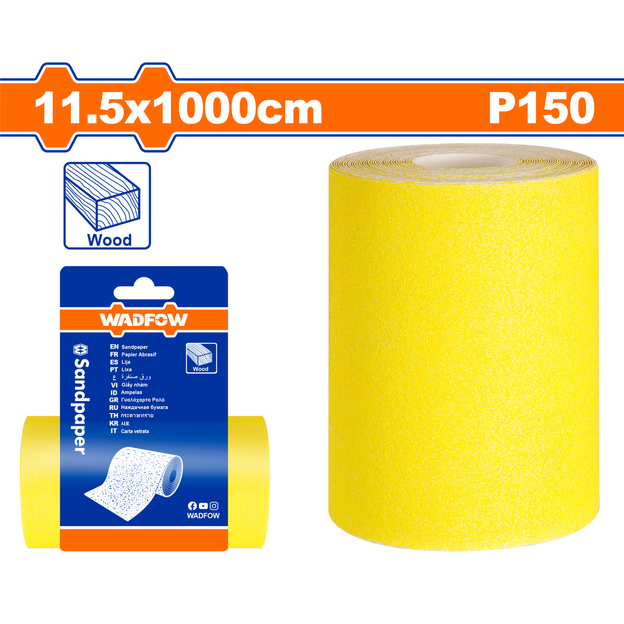 Rola smirghel pentru perete Wadfow, 11.5cmx10m, granulatie P150