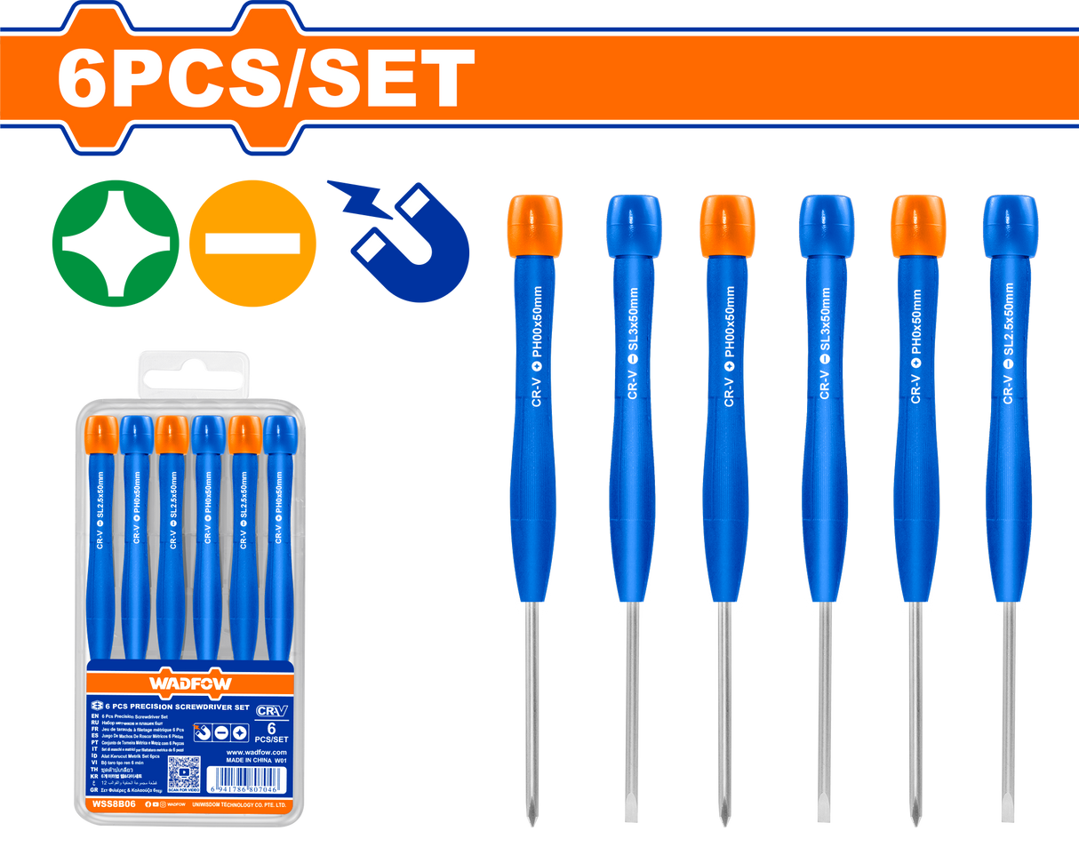 Set 6 surubelnite de precizie Wadfow, Cr-V