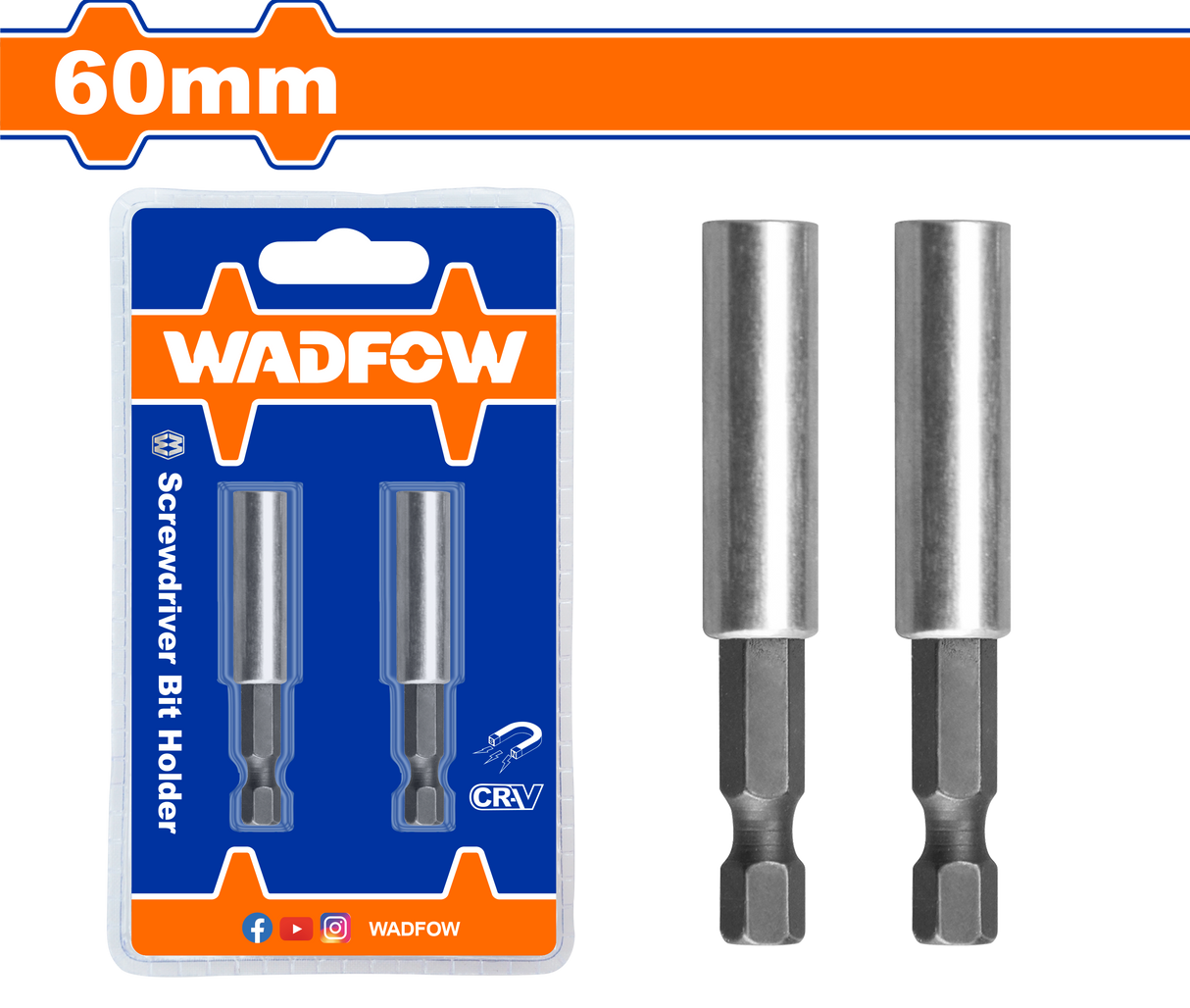 Set 2 bucati adaptor biti Wadfow, otel, 60mm