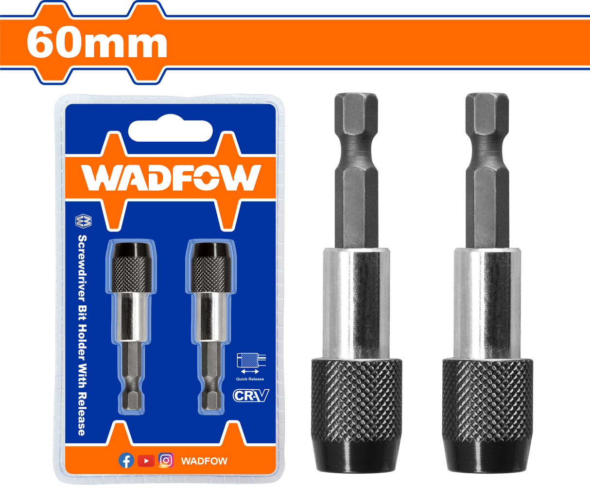 Set 2 adaptori cu eliberare rapida Wadfow, otel Cr-V, 60mm