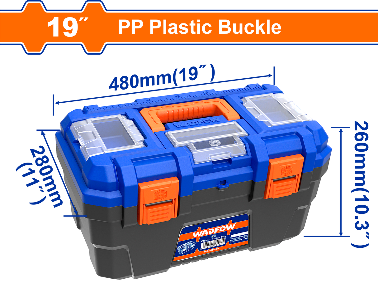Cutie plastic pentru scule Wadfow, tava detasabila, dimensiune 480x280x260mm, incarcare maxima 18kg