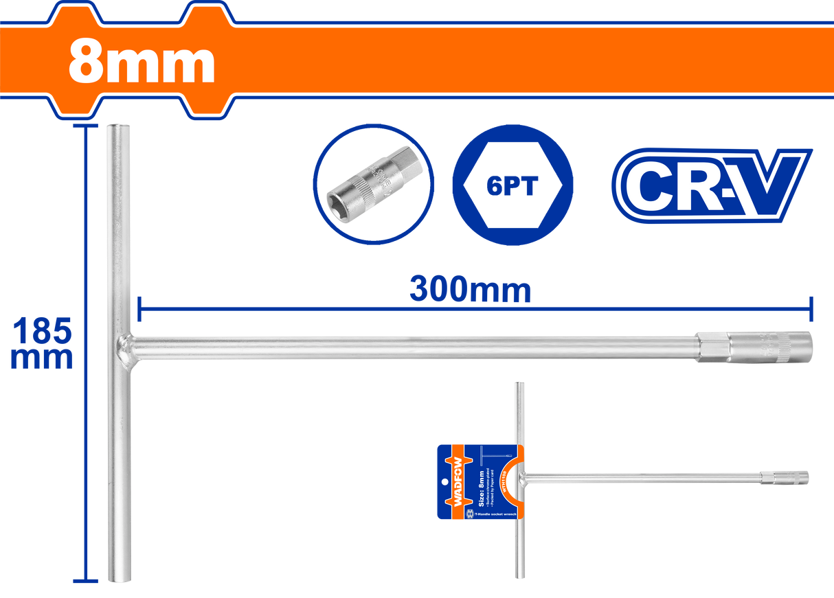 Cheie tubulara cu maner in T Wadfow, Cr-V, dimensiune 8mm