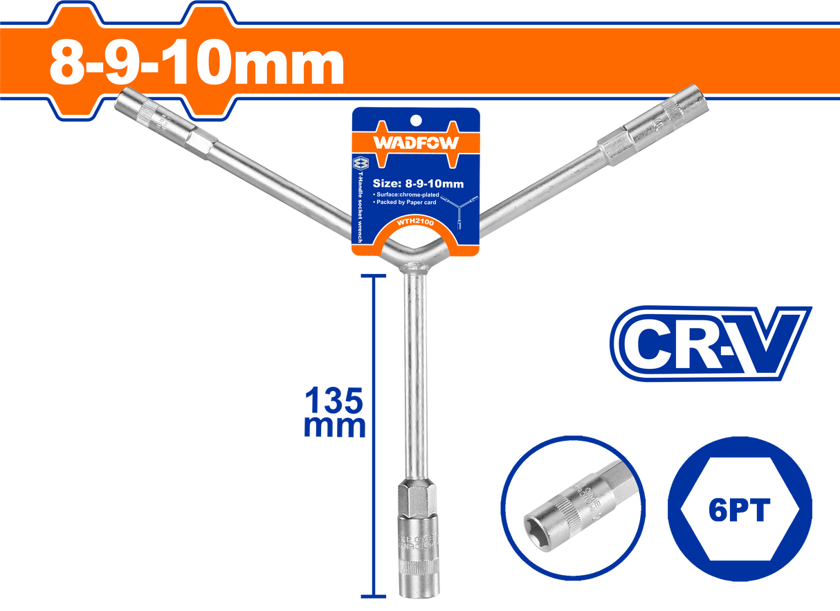 Cheie tubulara tip Y Wadfow, Cr-V, dimensiune 8x9x10mm