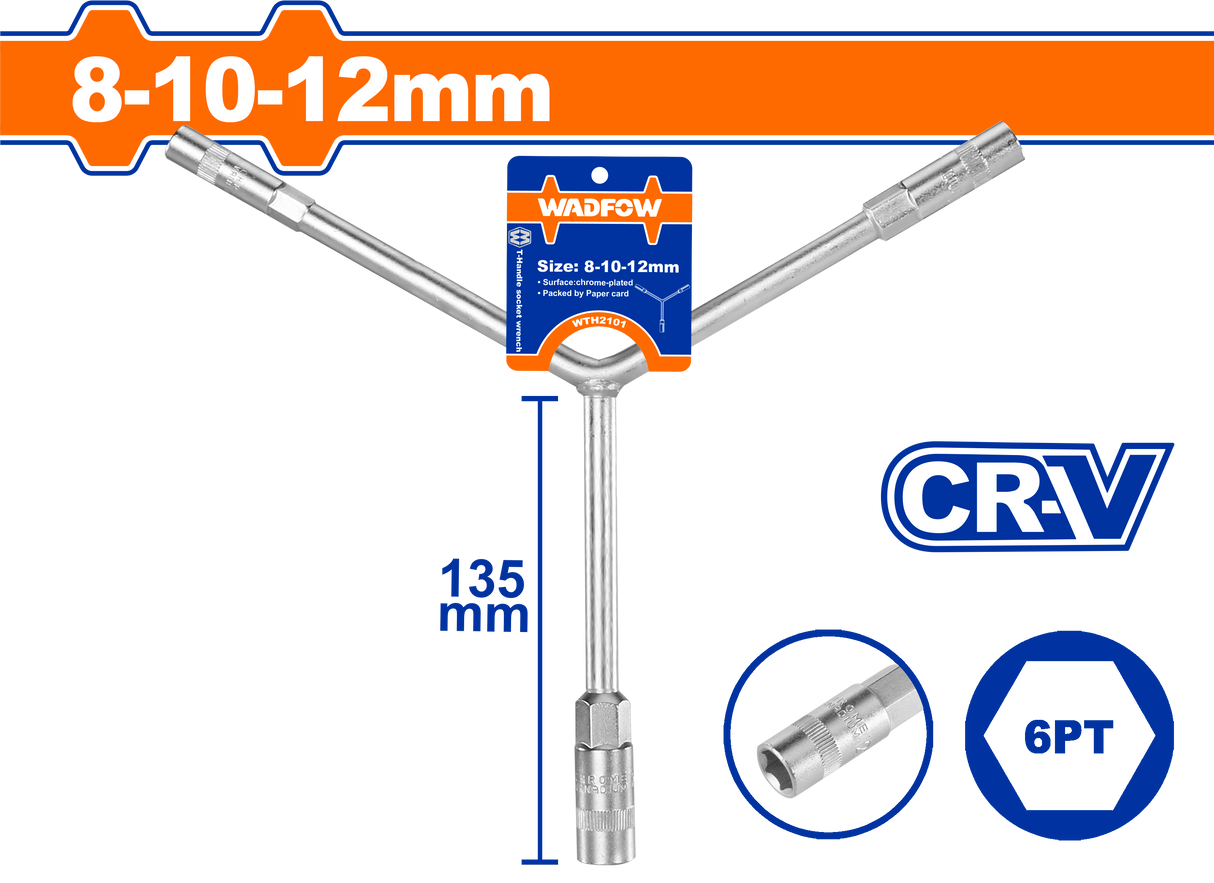 Cheie tubulara tip Y Wadfow, Cr-V, dimensiune 8x10x12mm