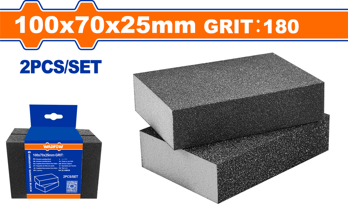 Set 2 bureti abrazivi pentru metal, lemn Wadfow, 100x70x25mm, granulatie P180