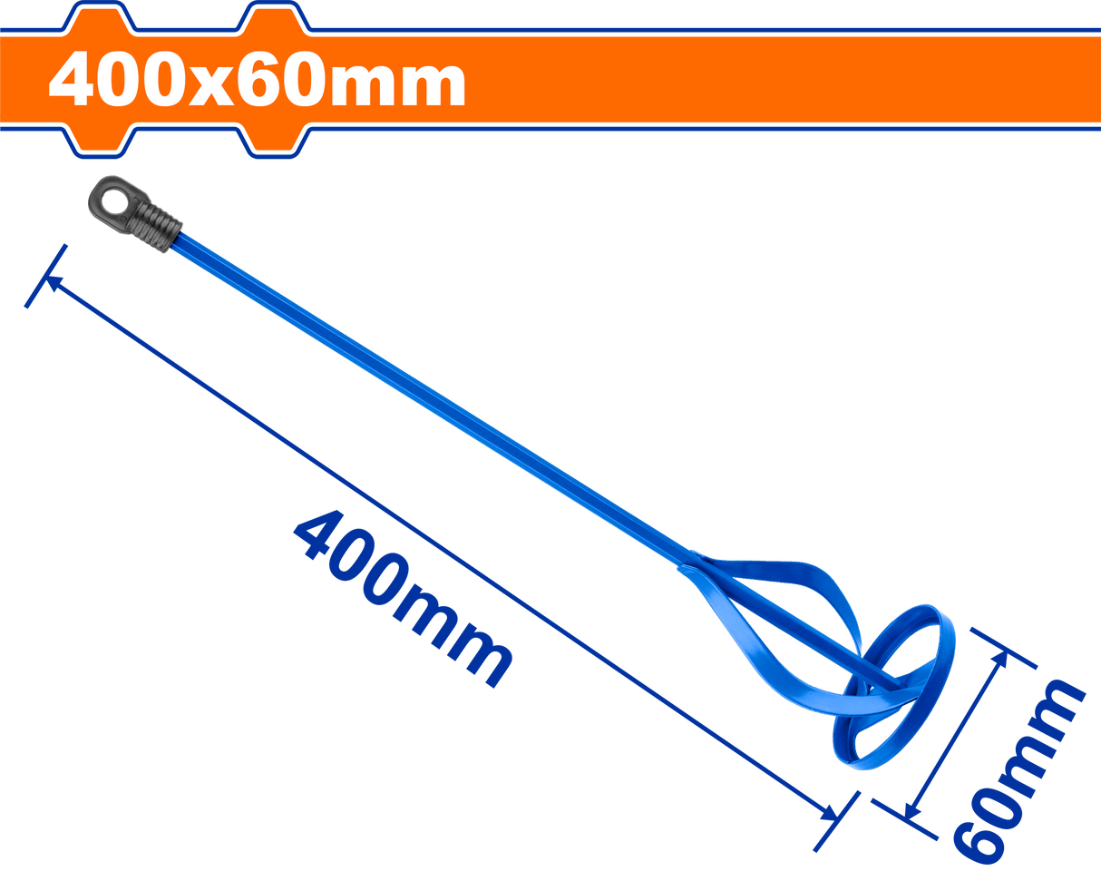 Paleta mixer mortar, vopsea Wadfow, prindere HEX, lungime 400mm, diametru 60mm