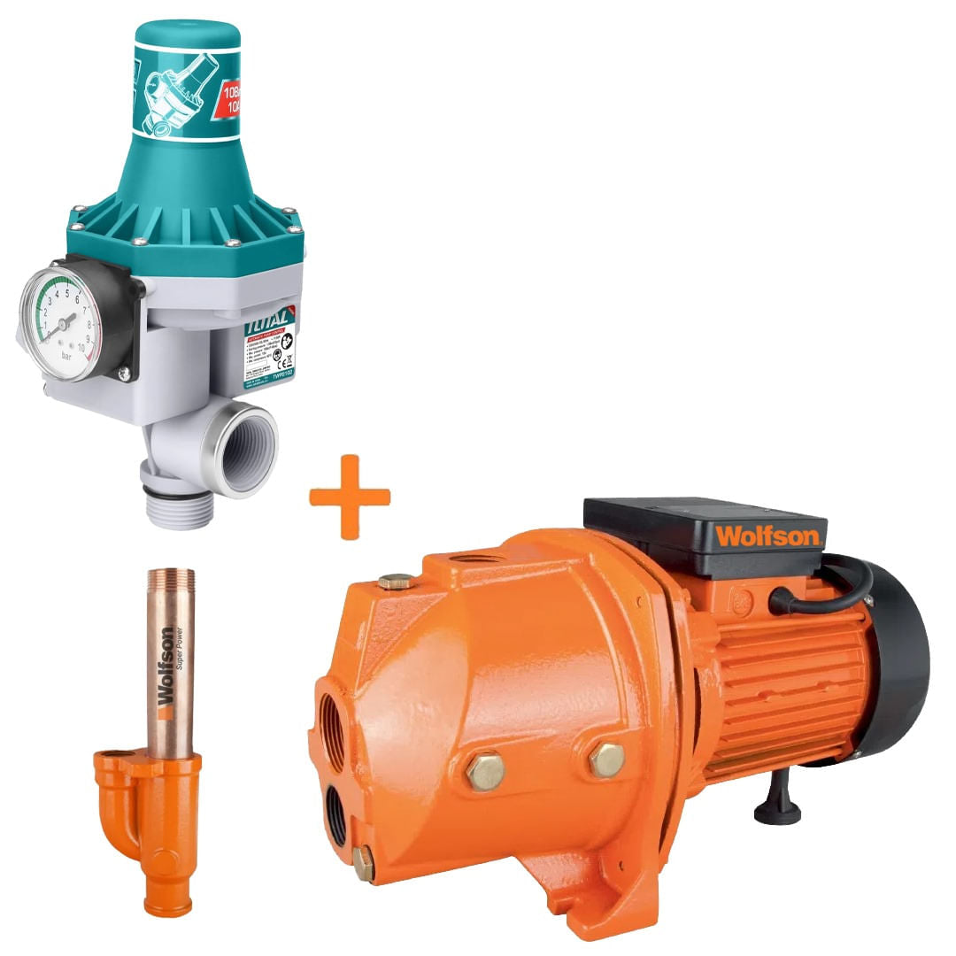 Pompa de suprafata apa curata cu ejector Wolfson JET-100E, 800W, 3200 l/h